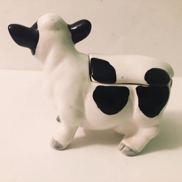 Vintage Ceramic Cow Sugar Bowl Container 4 Inch Long Figurine - Picture 12 of 14